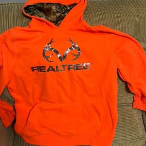 Bright orange/ camo hoodie. Boys XL